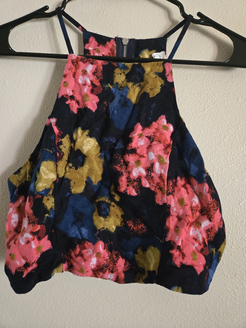 Abercrombie & Fitch Navy Halter Camisole with Pink and Mustard Floral